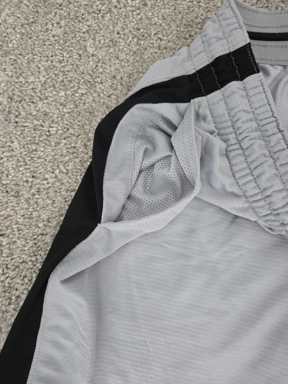 Nike Light Gray Athletic Shorts with Black Side Panels